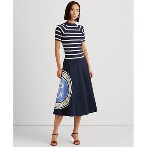 Logo Cotton Canvas A-line Skirt